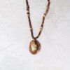 Halsketting  met agaat en versteend hout