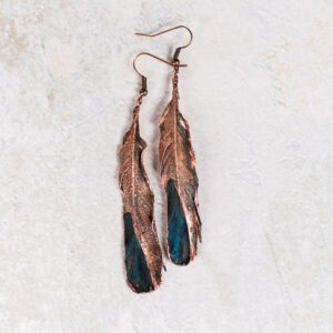 Oorbellen met glansspreeuwveer