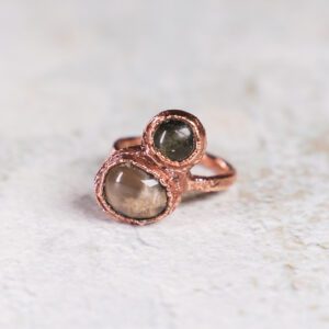 Ring met maansteen en labradoriet